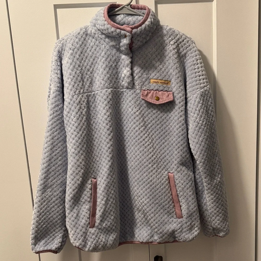 Simply Southern Women's Gray and Purple Textured pullover Size M - Picture 1 of 8